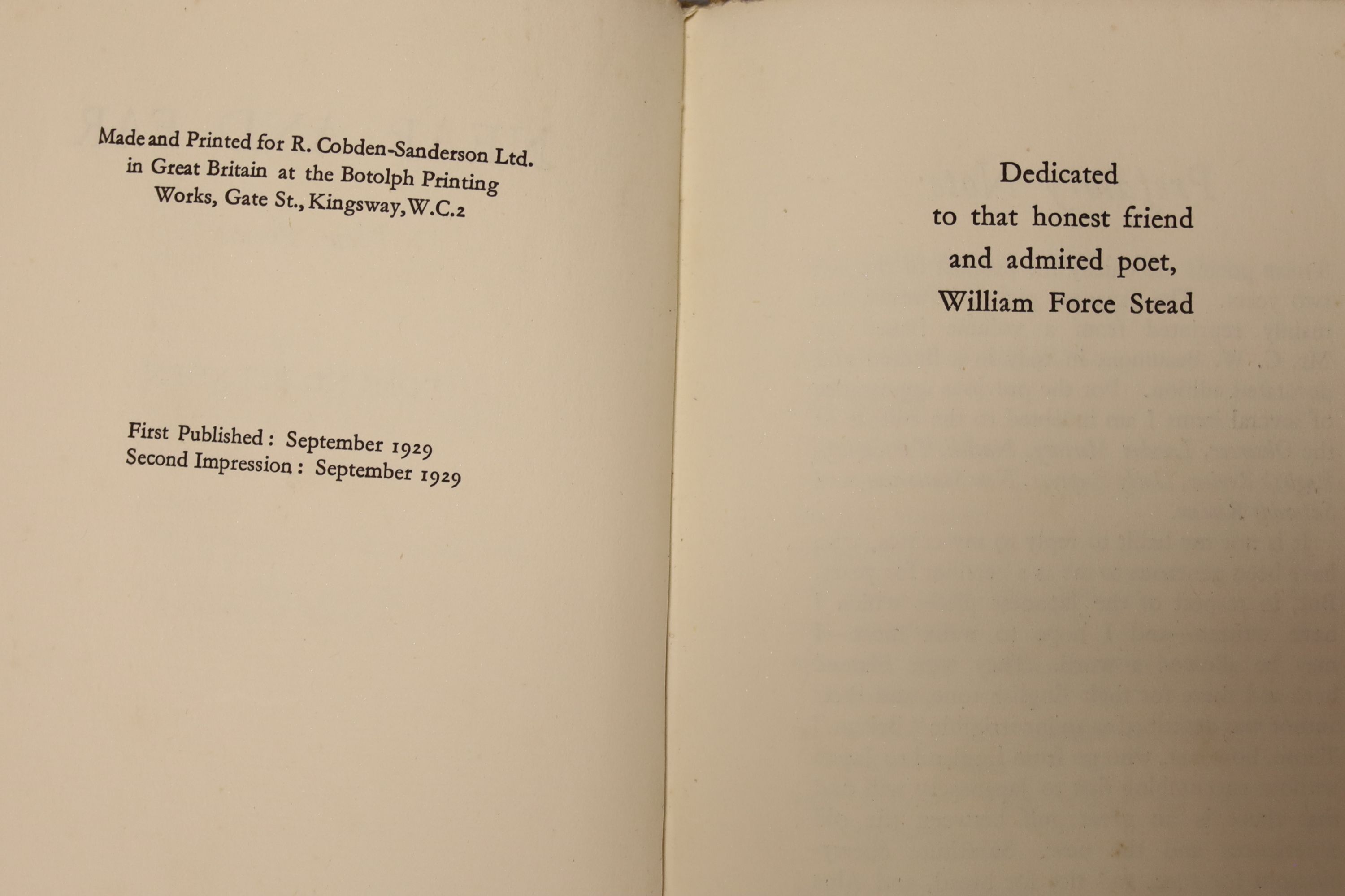 Blunden, Edmund, 'Near and Far, New Poems', 8vo hardback, (dj present, some tears to borders, plastic wrapped) inscribed 'To Robin 'Peggy' Unsted, on her intrepid journey to woodstock close, with blessings from Edmund Bl